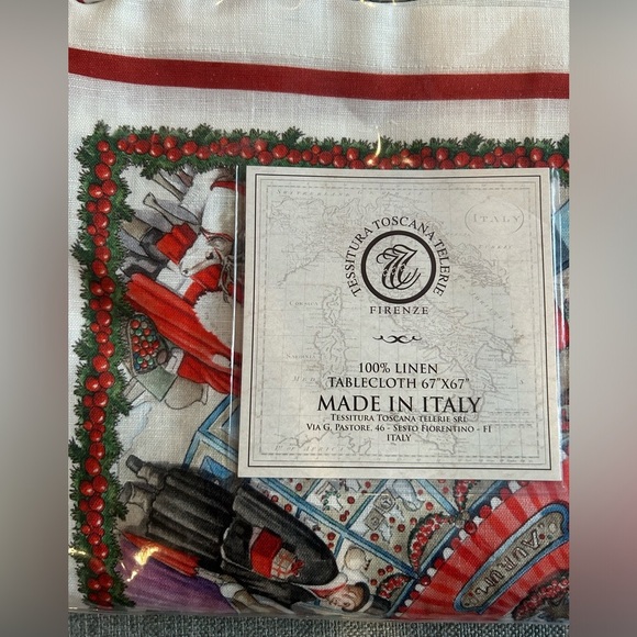 Tessitura Toscana Telerie Firenze 67”x 67” Italian Linen Christmas Tablecloth - Picture 5 of 16